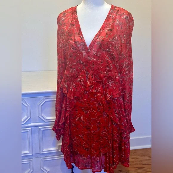 Iro Woman Beaumont Ruffled Floral-Print
Crepon Mini Dress Red - Picture 4 of 7